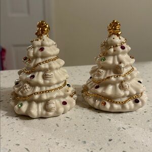 Lenox Jewels of Christmas Holiday Trees Salt and Pepper Shakers Vintage 2001